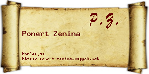 Ponert Zenina névjegykártya